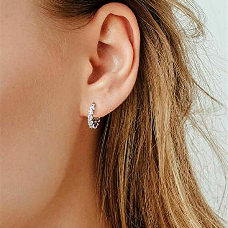 Silver/Gold Plated Hoop Earrings for Women Fashion Cubic Zirconia Lab-Created